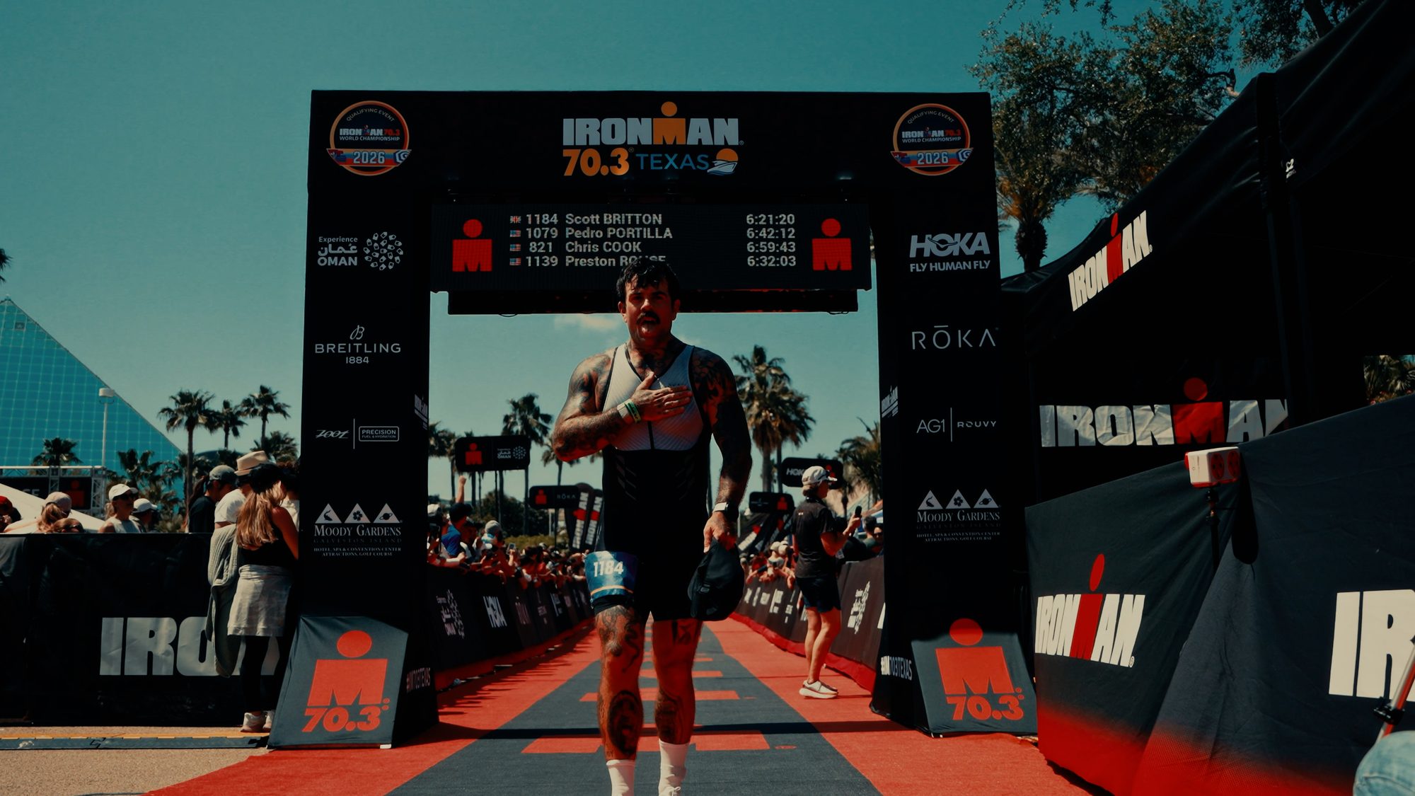 Scott Britton at an Ironman finish
